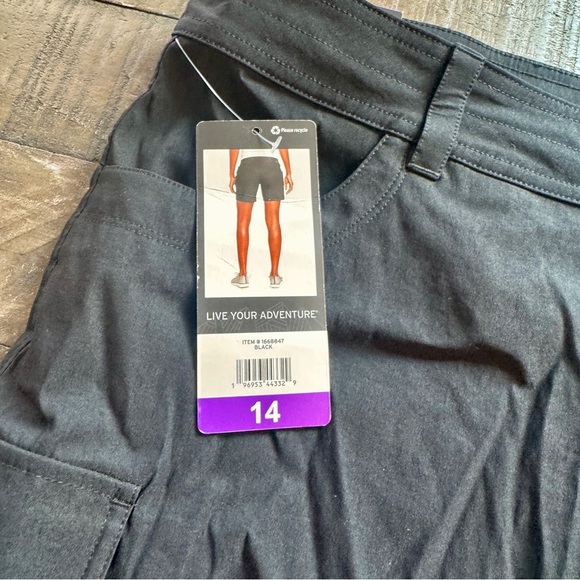 Eddie Bauer Summer Trail Shorts Black UPF 30+ Size 14 NWT Nylon Spandex Cargo - Picture 3 of 11